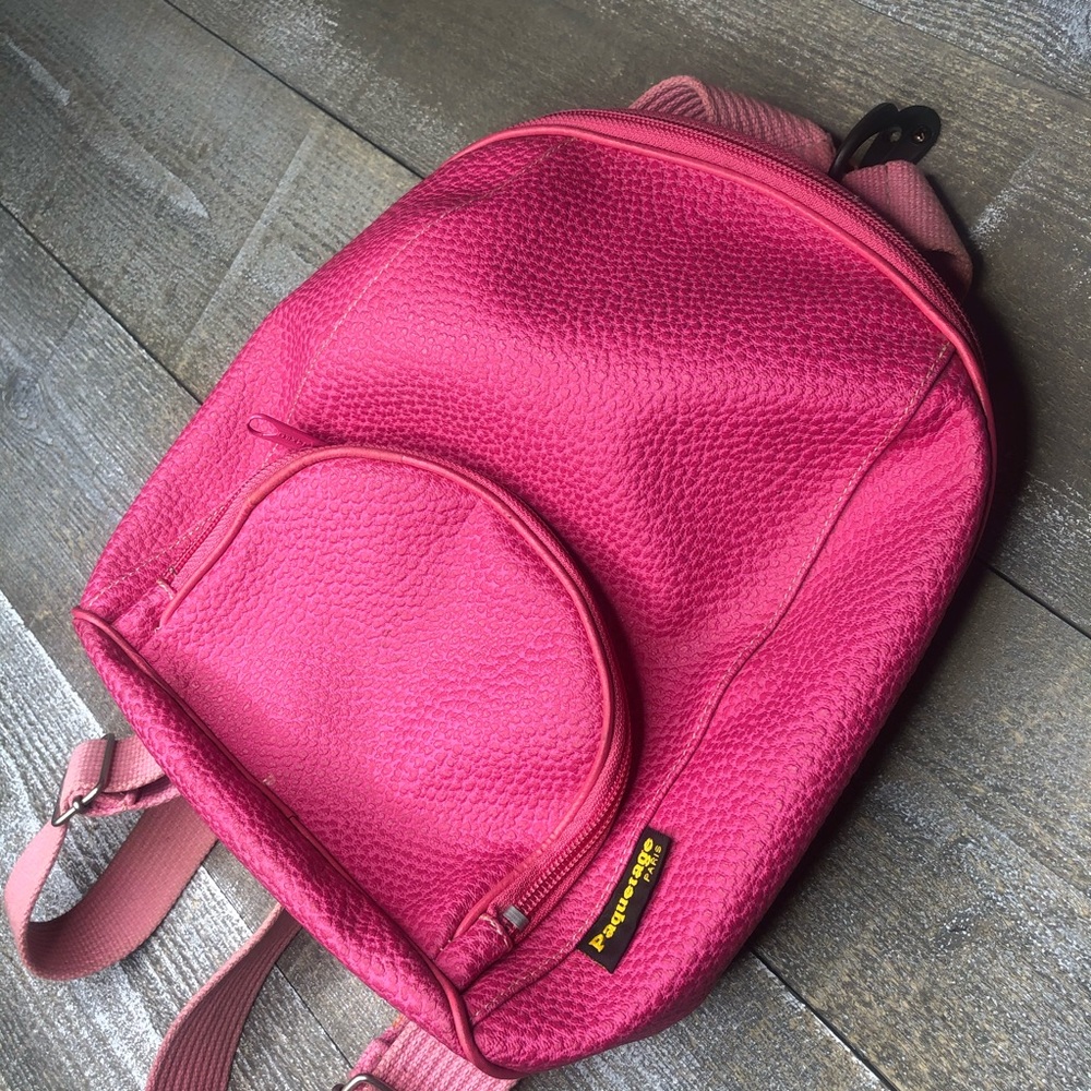 Paquetage Paris pebbled pink leather mini backpack - Picture 3 of 4